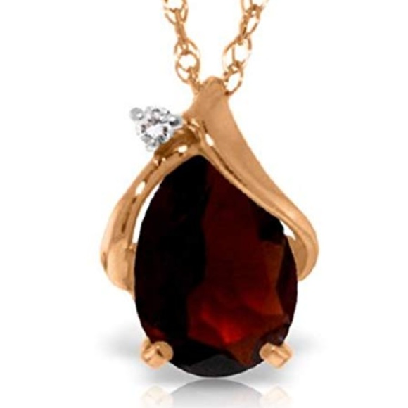 14K Rose Gold Garnet set earrings diamond accent - Picture 4 of 5